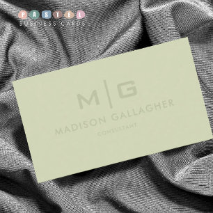 Solid Soft Light Pastel Sage Moss Green Color Business Card