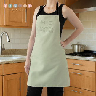 Solid Soft Light Pastel Sage Moss Green Colour Apron