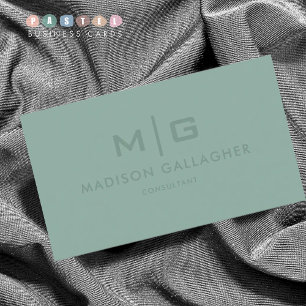 Solid Soft Light Pastel Sage Moss Green Colour Business Card
