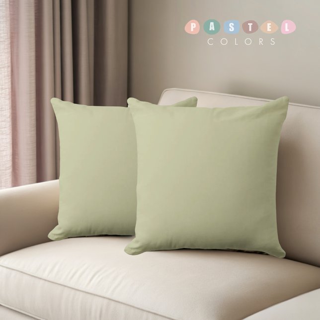 Solid Soft Light Pastel Sage Moss Green Colour Cushion (Solid Soft Light Pastel Sage Moss Green Color Throw Pillow)
