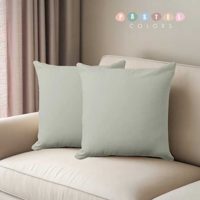 Solid Soft Light Pastel Sage Moss Green Colour Cushion (Solid Soft Light Pastel Sage Moss Green Color Throw Pillow)