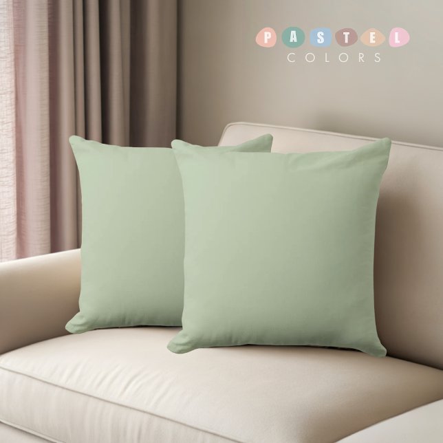 Solid Soft Light Pastel Sage Moss Green Colour Cushion (Solid Soft Light Pastel Sage Moss Green Color Throw Pillow)