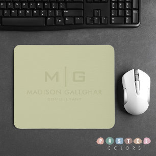 Solid Soft Light Pastel Sage Moss Green Colour Mouse Mat