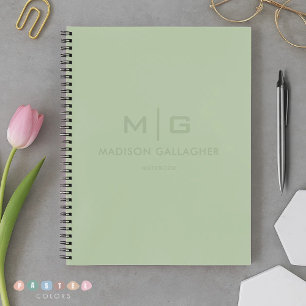 Solid Soft Light Pastel Sage Moss Green Colour Notebook