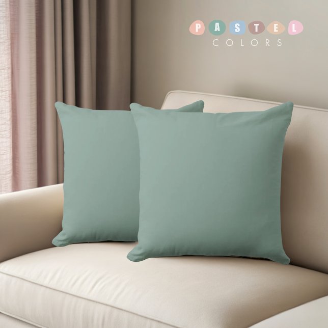Solid Soft Light Pastel Sage Teal Green Colour Cushion (Solid Soft Light Pastel Sage Teal Green Color Throw Pillow)