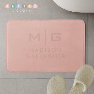 Solid Soft Light Pastel Salmon Peach Pink Colour  Bath Mat