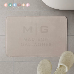 Solid Soft Light Pastel Tan Kekhi Beige Color  Bath Mat