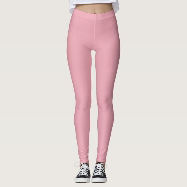 Solid Soft Pastel Pink Leggings Minimalist Athleis (Front)