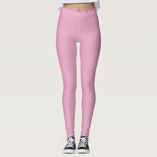 Solid Soft Pastel Pink Leggings Minimalist Athleis (Front)