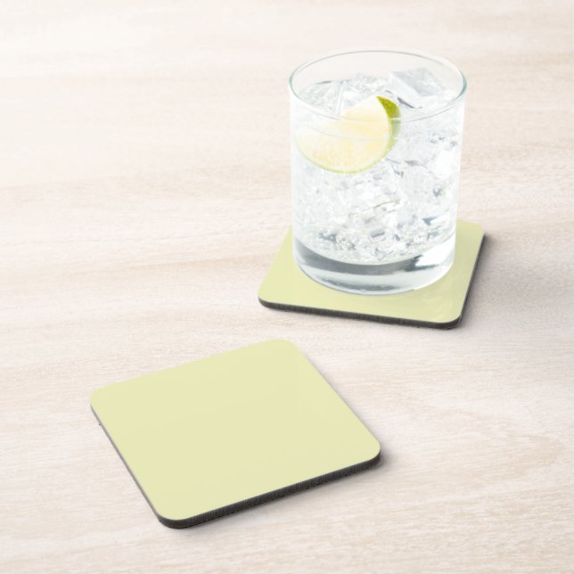 Solid Soft Pastel Yellow Square Coaster (Right Side)