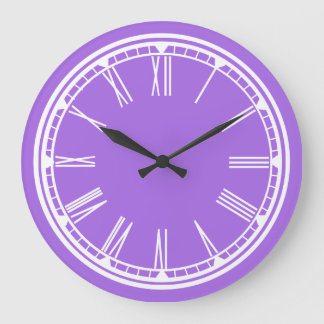 Solid Soft Purple White Roman Numerals Wall Clock