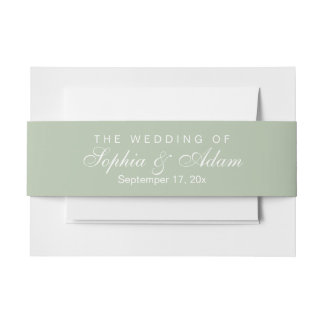 Solid Soft Sage Green Invitation Belly Band