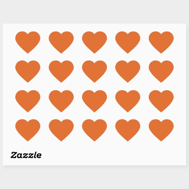 Solid squash orange heart sticker (Sheet)
