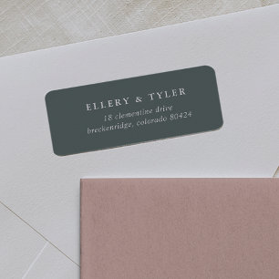 Solid Stormy Green Gray and White Return Address