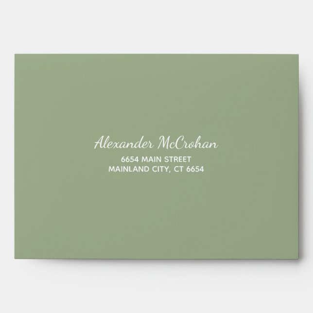 Solid Succulent Sage Green Return Address Envelope (Front)