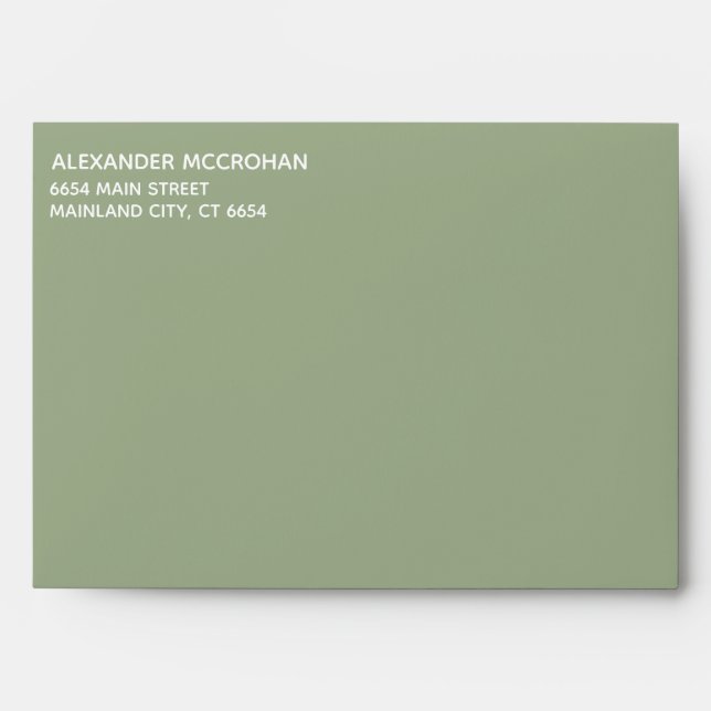 Solid Succulent Sage Green Return Address Envelope (Front)