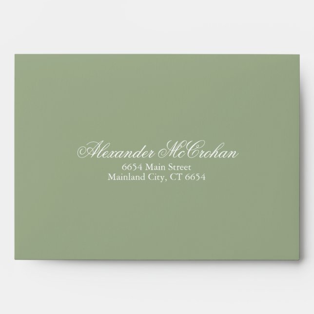 Solid Succulent Sage Green Return Address Mailing Envelope (Front)