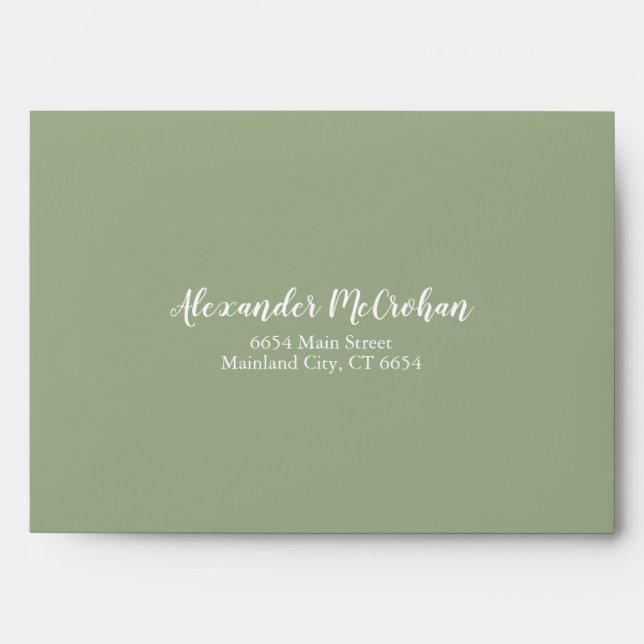 Solid Succulent Sage Green Return Address Mailing Envelope (Front)