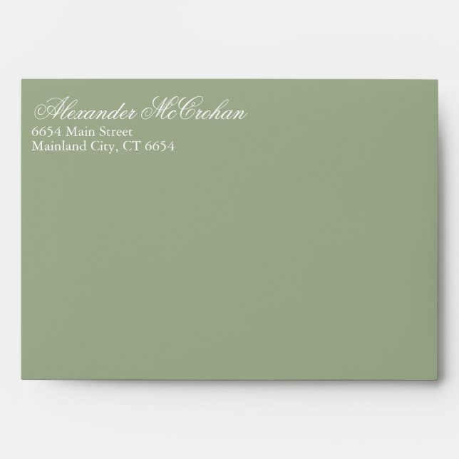 Solid Succulent Sage Green Return Address Mailing Envelope (Front)