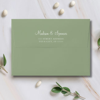 Solid Succulent Sage Green Wedding 5x7 Envelope