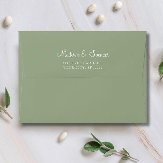 Solid Succulent Sage Green Wedding 5x7 Envelope (Creator Uploaded)