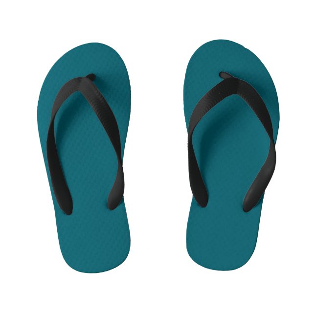 Solid teal background with a subtle texture kid's flip flops (Footbed)