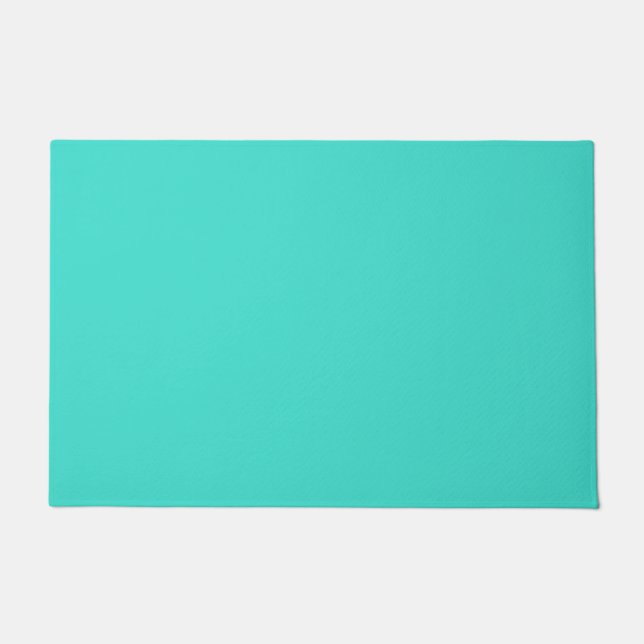 Solid turquoise aquamarine blue doormat (Front)