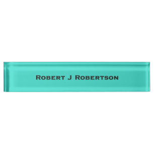Solid Turquoise Blue Nameplate