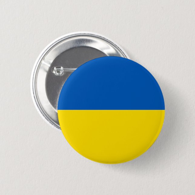 Solid Ukraine Flag Colours 6 Cm Round Badge (Front & Back)