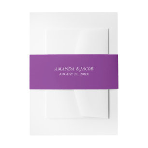 Solid Ultraviolet Personalised Wedding Belly Band Invitation Belly Band