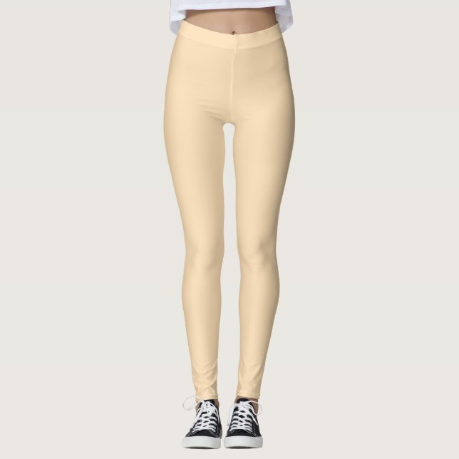 Solid vanilla cream light beige leggings (Front)