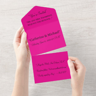 Solid Vibrant Magenta bg Bold Modern Look All In One Invitation