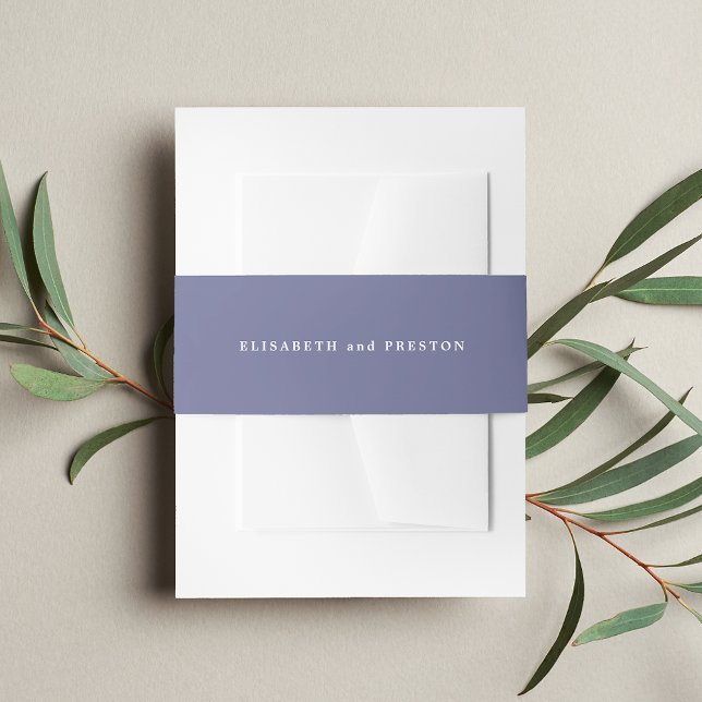 Solid Violet Purple Personalised Wedding Invitation Belly Band (Creator Uploaded)