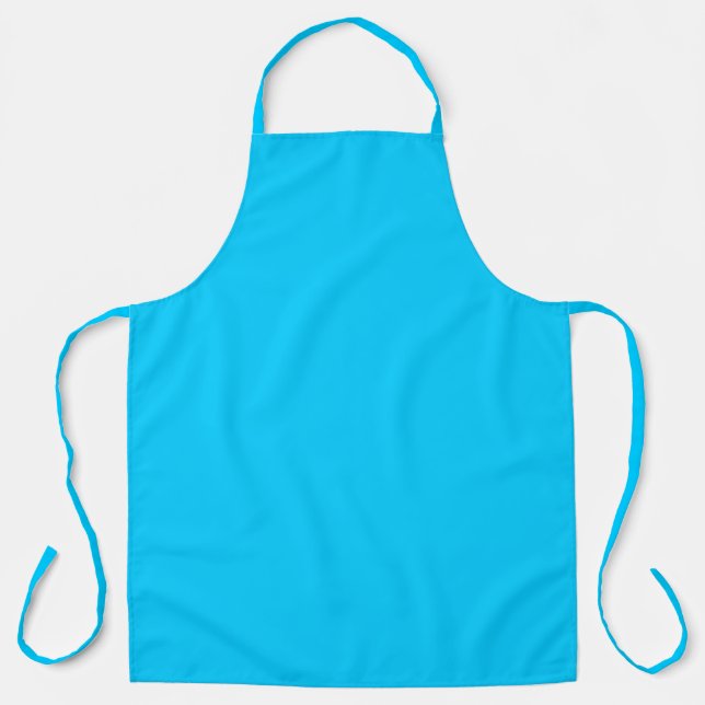 Solid Vivid Sky Blue Minimalist Plain Modern Apron (Front)