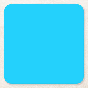 Solid Vivid Sky Blue Minimalist Plain Modern Square Paper Coaster
