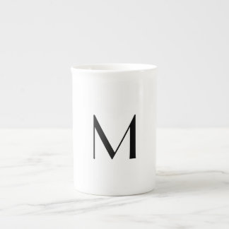  solid white - add  black monogram   bone china mug
