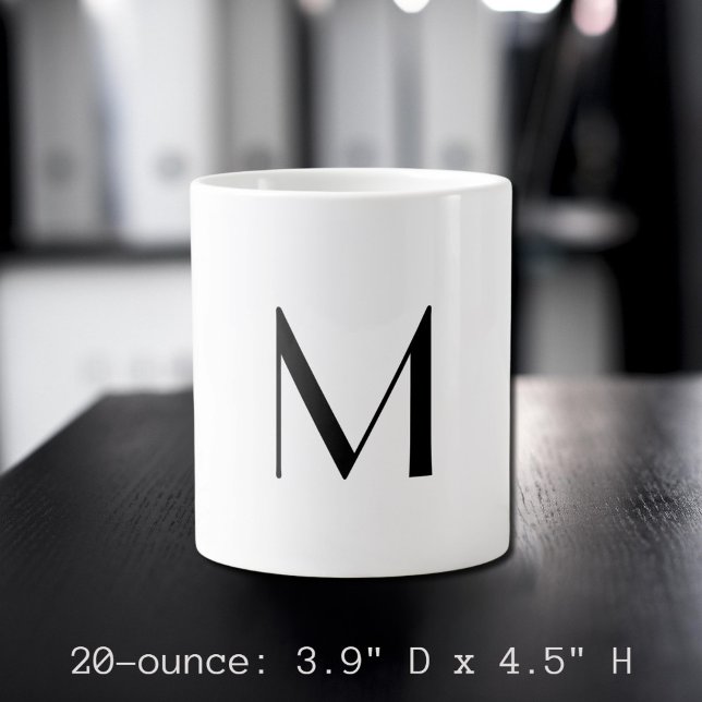  solid white - add  black monogram   large coffee mug (Creator Uploaded)