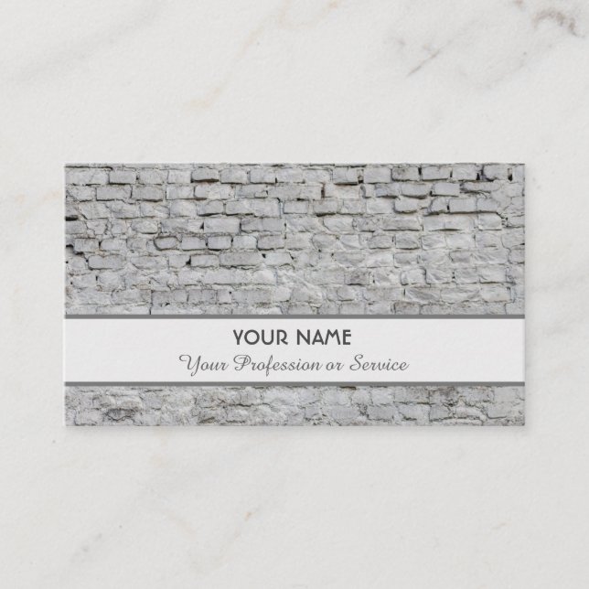 Solid white brickwall grunge business card (Front)