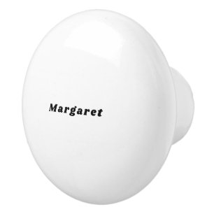 Solid White  Ceramic Knob with Your Name in Style