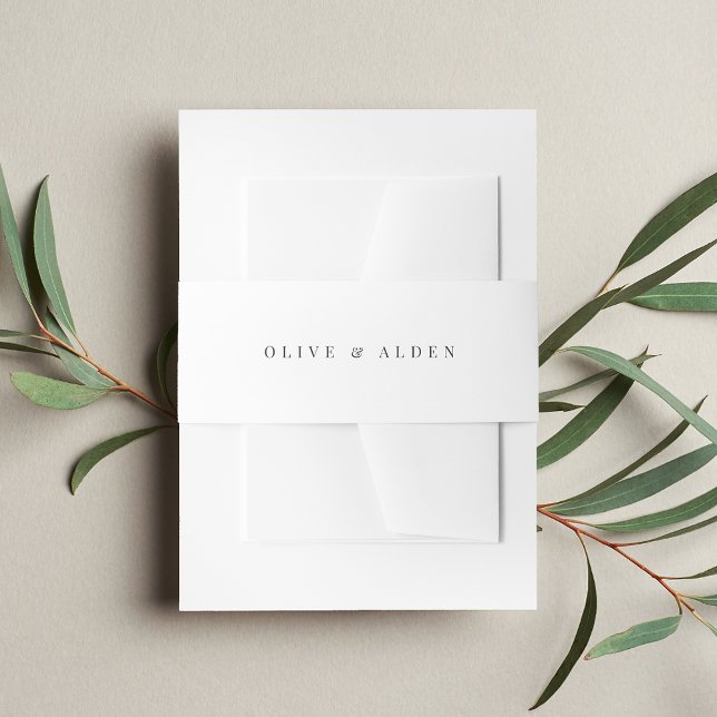 Solid White + Classic Black Lettering Wedding Invitation Belly Band (Creator Uploaded)