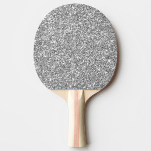 Solid White Glitter Texture Print Ping Pong Paddle