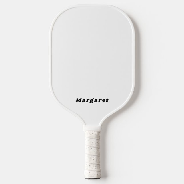 Solid White Pickleball Paddle with Your Name in St (Front)
