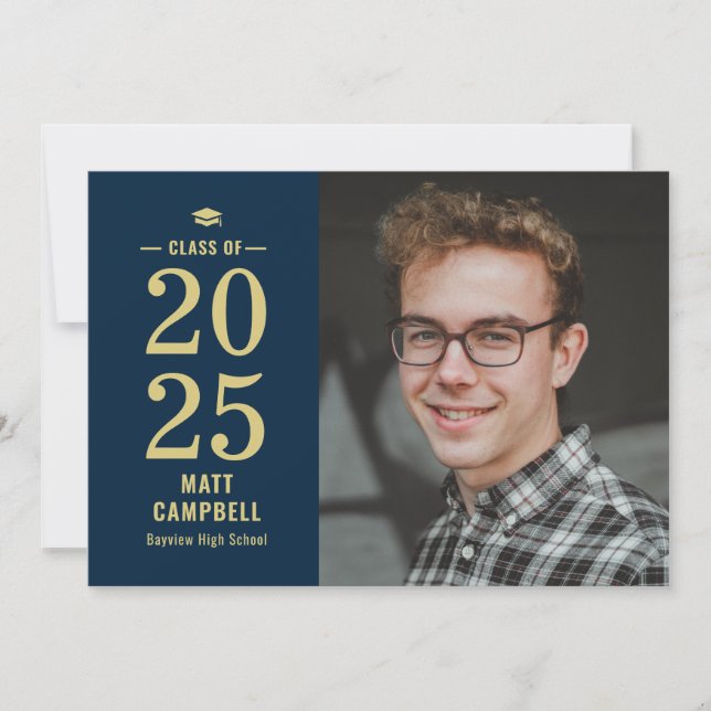 Solid Year Editable Colour Graduation Invitation (Front)