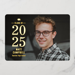 Solid Year Foil Graduation Invitation