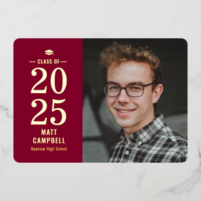 Solid Year Foil Graduation Invitation Foil Invitat (Front)