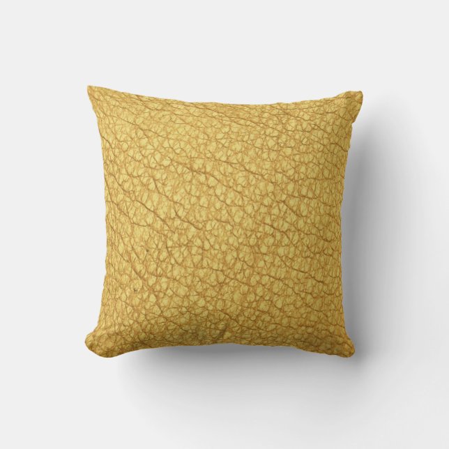 solid yellow mustard ochre Faux Leather Cushion (Front)