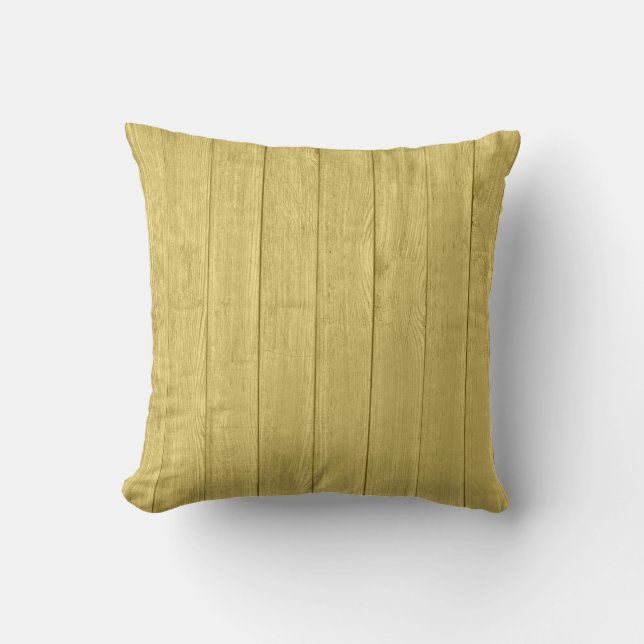 solid yellow mustard ochre look of wood boards cushion (Front)