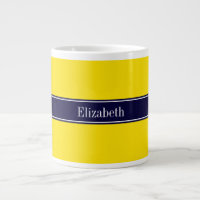 Solid Yellow, Navy Blue Ribbon Name Monogram