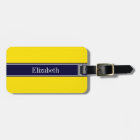 Solid Yellow, Navy Blue Ribbon Name Monogram