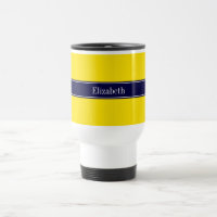 Solid Yellow, Navy Blue Ribbon Name Monogram